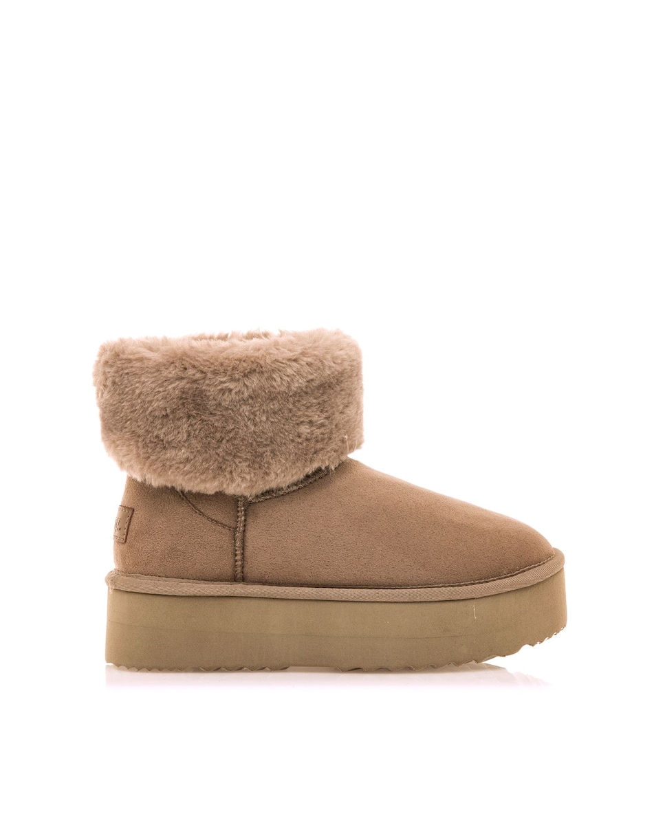 Botins de Pelo com Piso Grosso Castanho-1