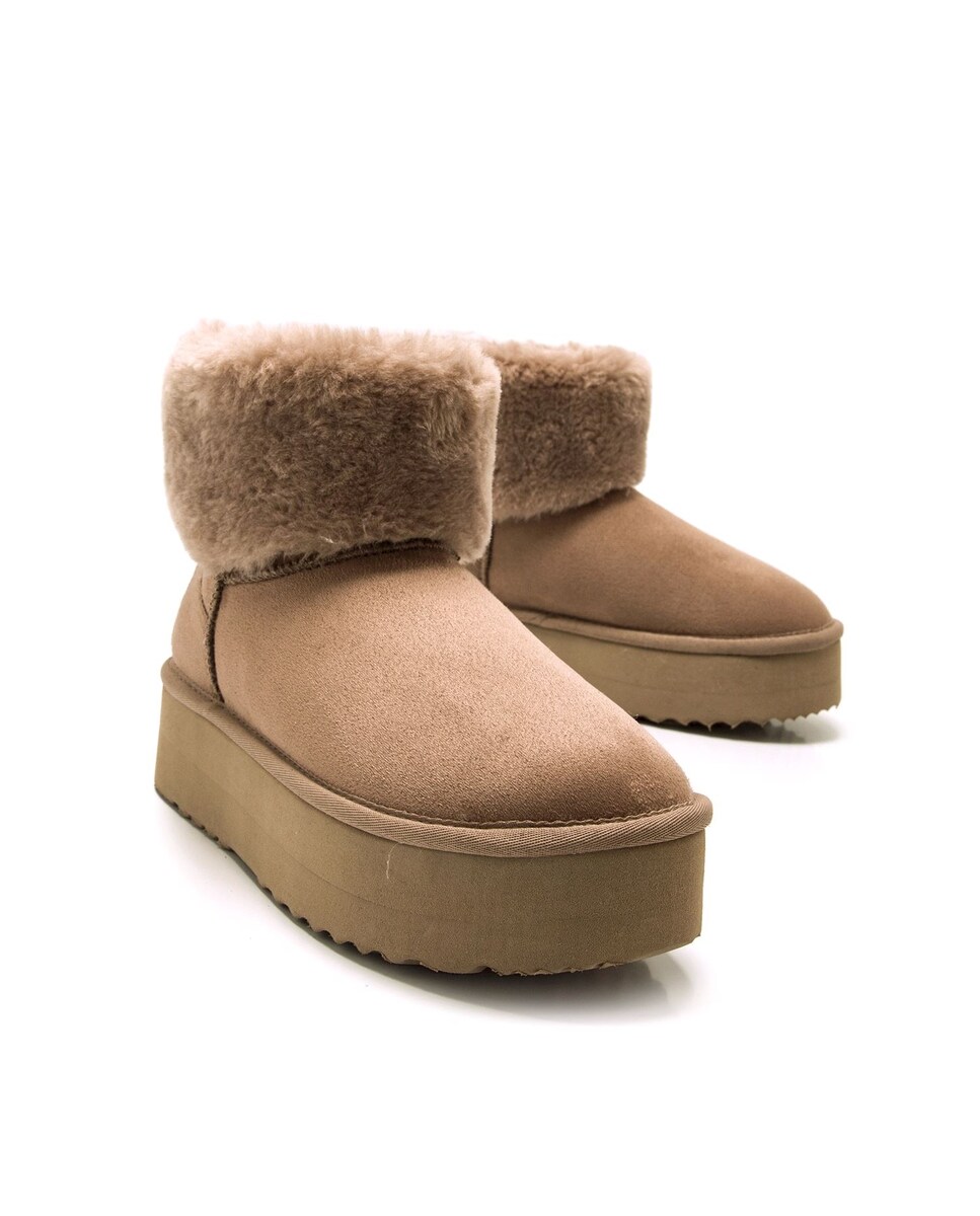 Botins de Pelo com Piso Grosso Castanho-6