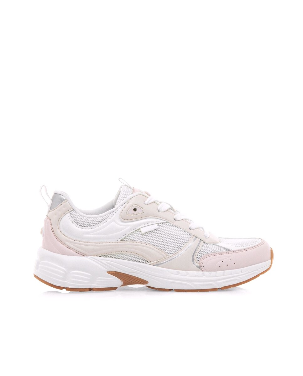 Sapatilhas Desportivas Tipo Running com Atacadores Creme-1