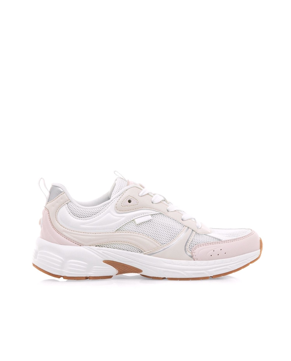 Sapatilhas Desportivas Tipo Running com Atacadores Creme-1
