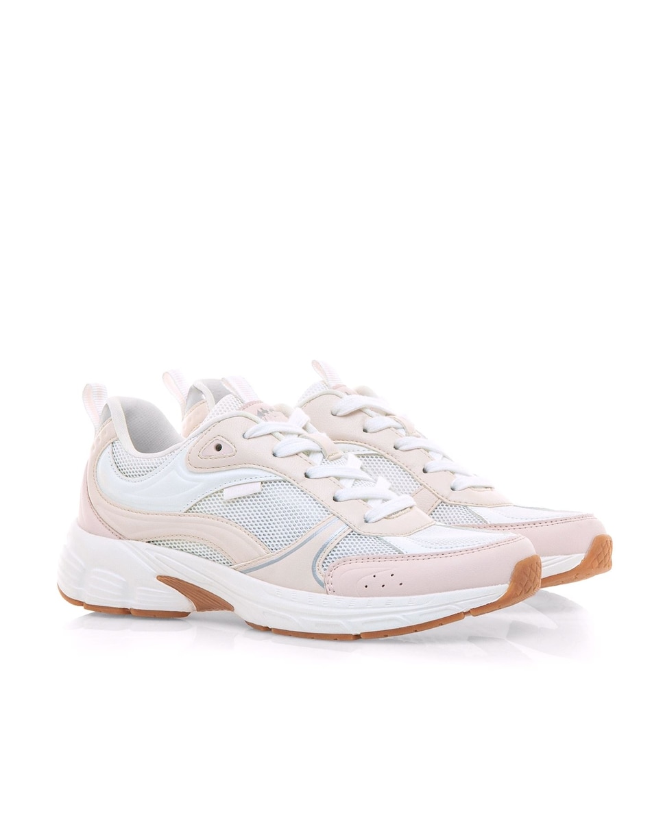 Sapatilhas Desportivas Tipo Running com Atacadores Creme-2