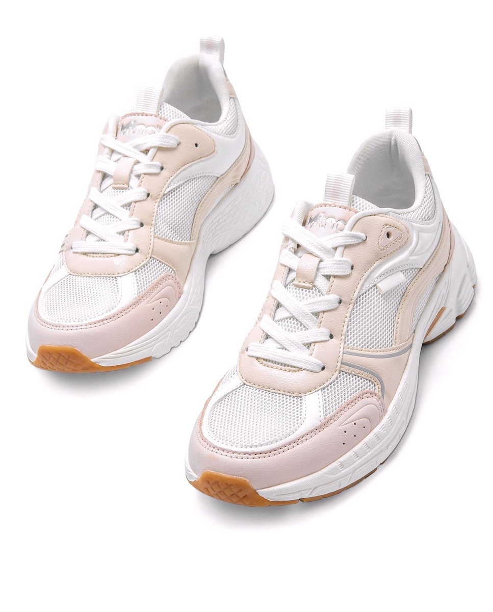 Sapatilhas Desportivas Tipo Running com Atacadores Creme-3
