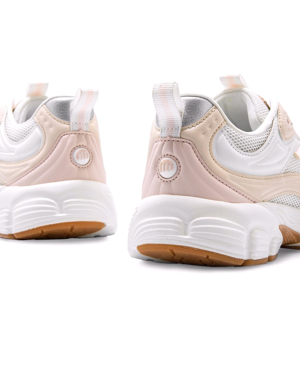 Sapatilhas Desportivas Tipo Running com Atacadores Creme-4