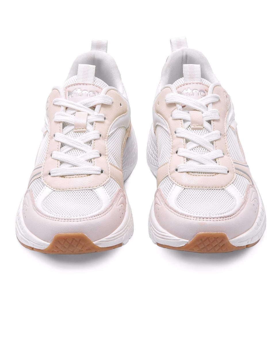 Sapatilhas Desportivas Tipo Running com Atacadores Creme-5