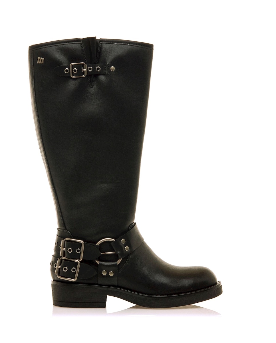 Botas Altas com Detalhe de Fivelas no Calcanhar Preto-1