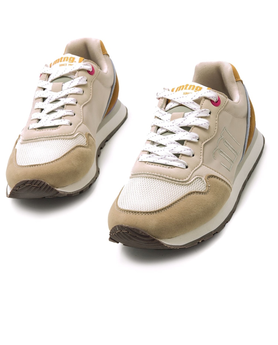 Sapatilhas Baixas Tipo Running com Diferentes Texturas Bege-2