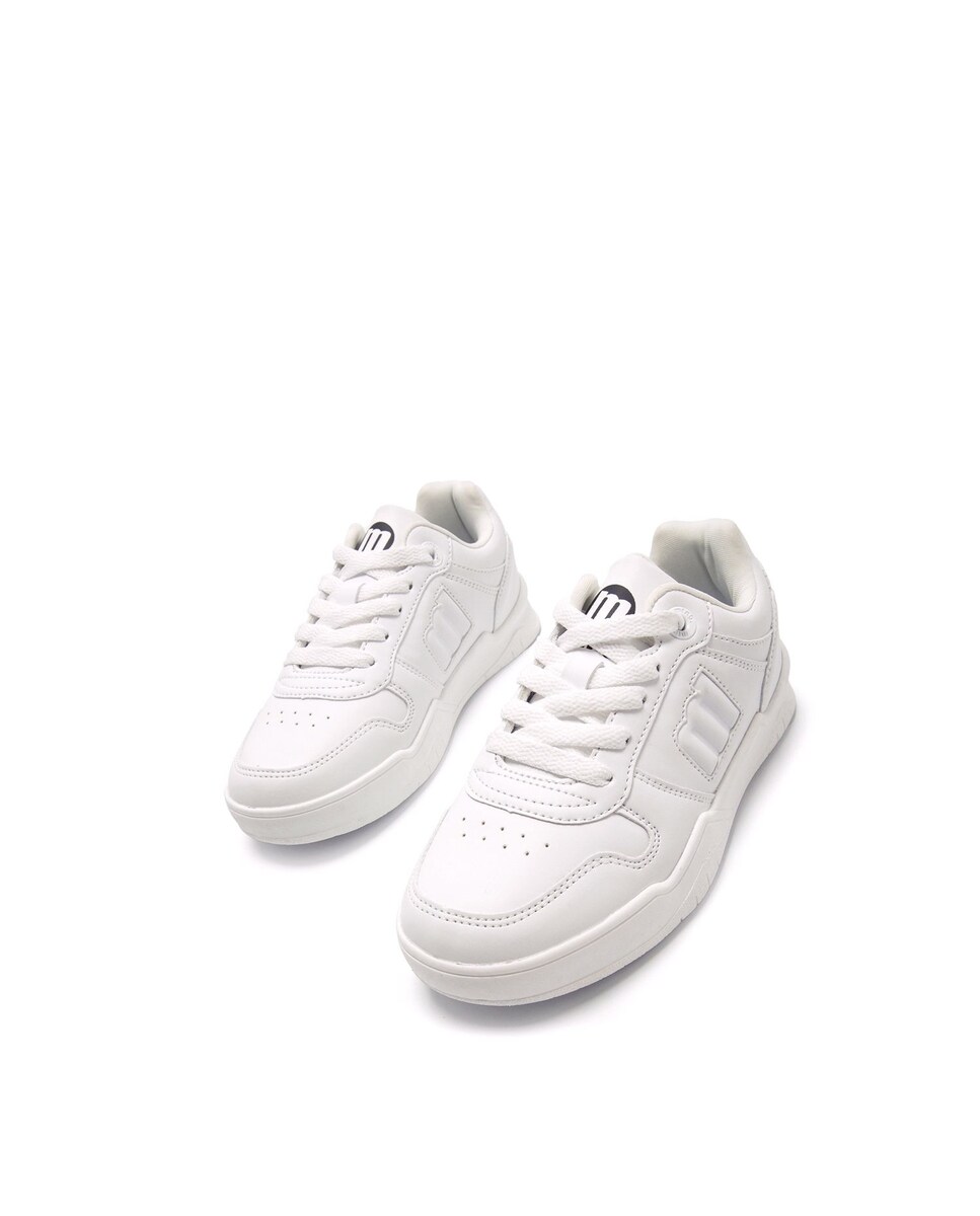 Sapatilhas Desportivas Infantil Tipo Basket Baixas com Atacadores Branco-2