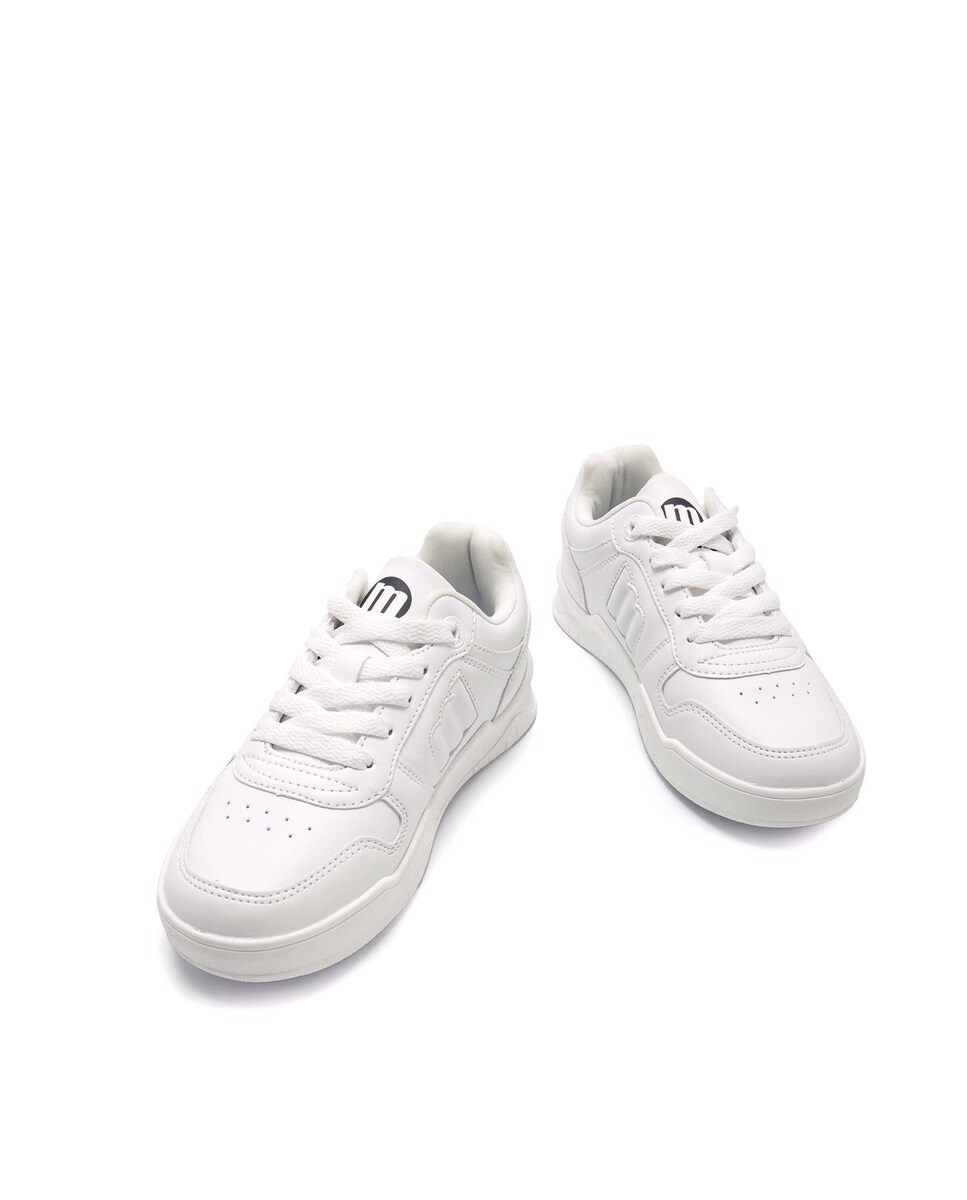 Sapatilhas Desportivas Infantil Tipo Basket Baixas com Atacadores Branco-4