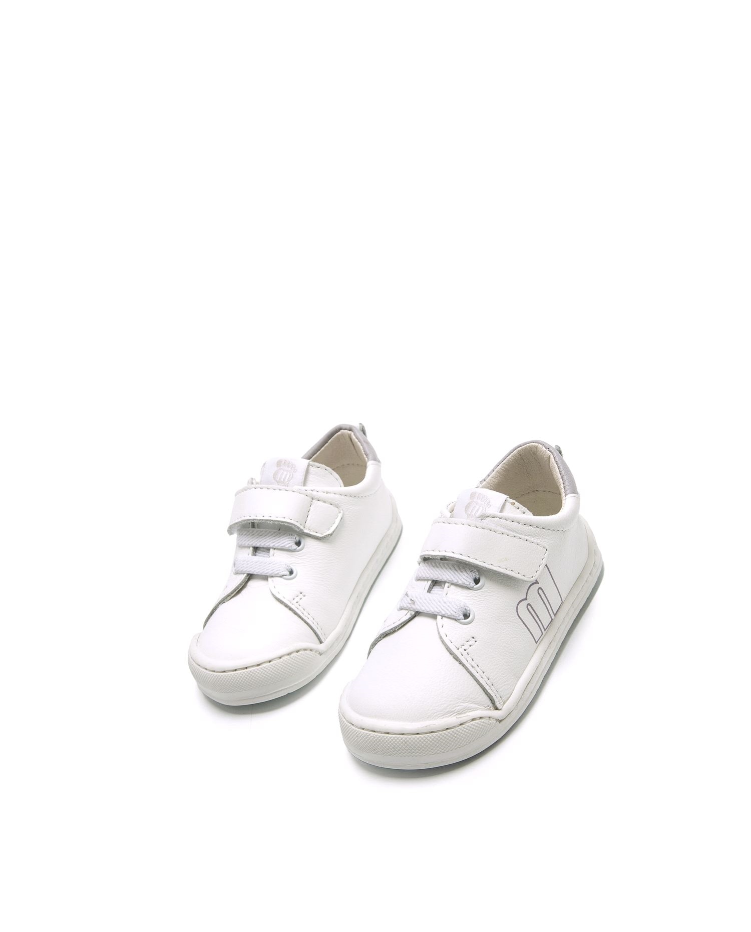Sapatilhas de Pele para Bebé com Piso Respeitoso Branco / Cinzento-2