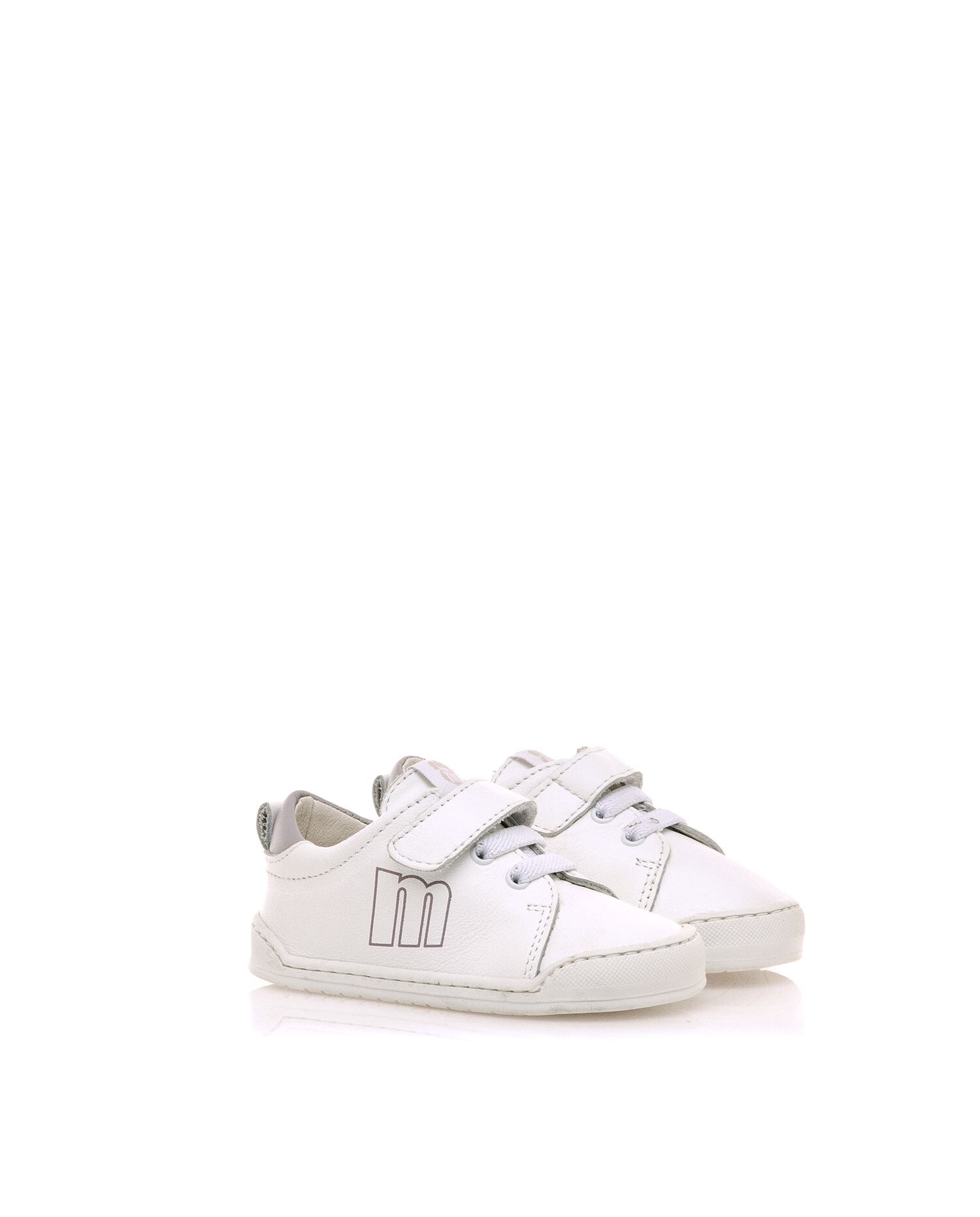 Sapatilhas de Pele para Bebé com Piso Respeitoso Branco / Cinzento-5