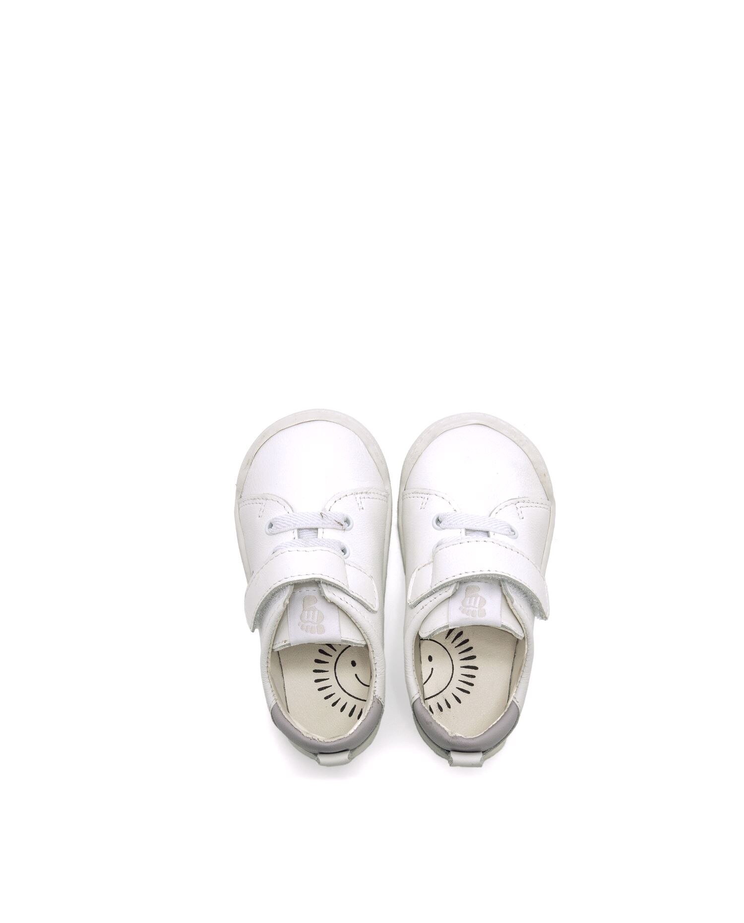 Sapatilhas de Pele para Bebé com Piso Respeitoso Branco / Cinzento-6