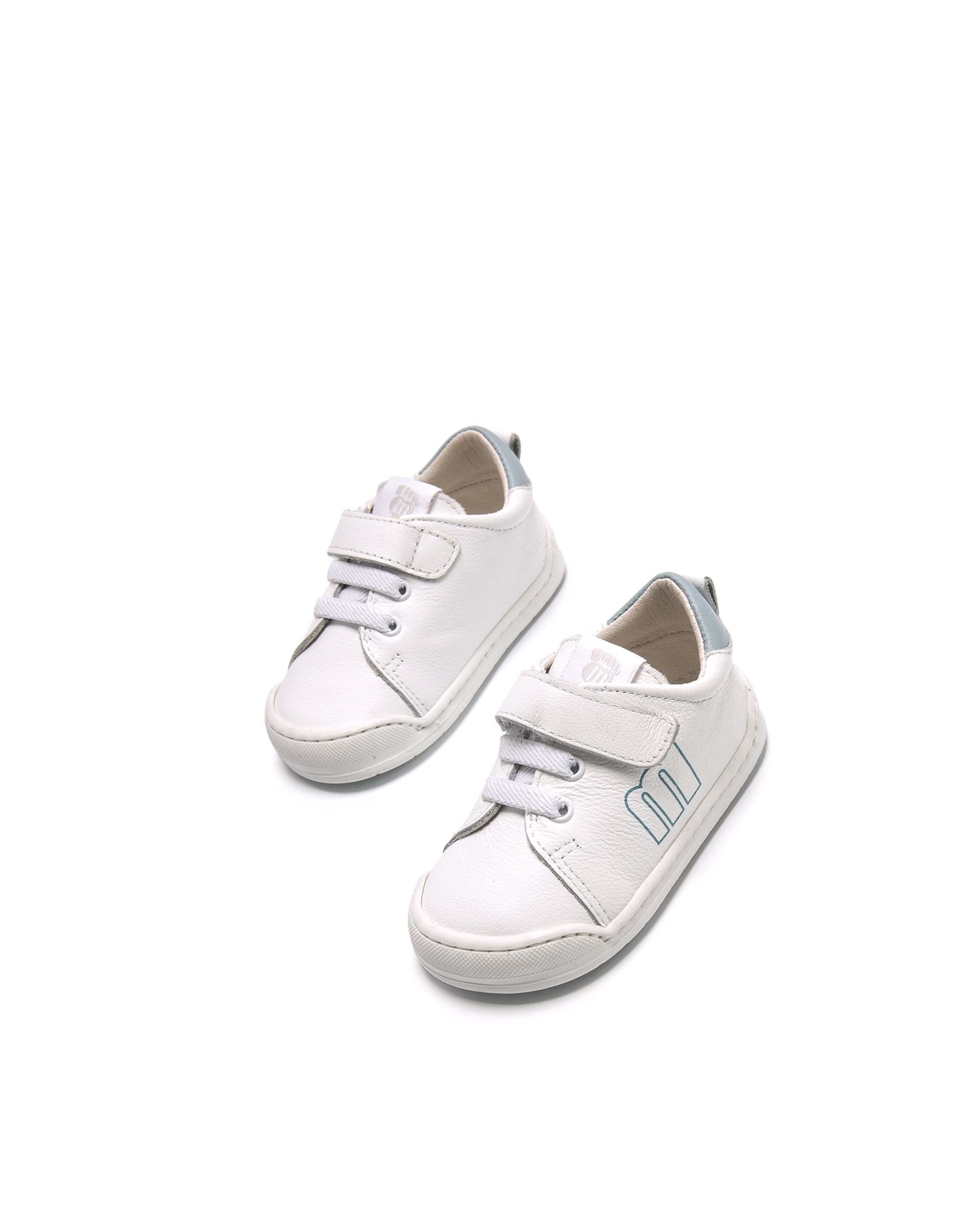 Sapatilhas de Pele para Bebé com Piso Respeitoso Branco / Verde-2