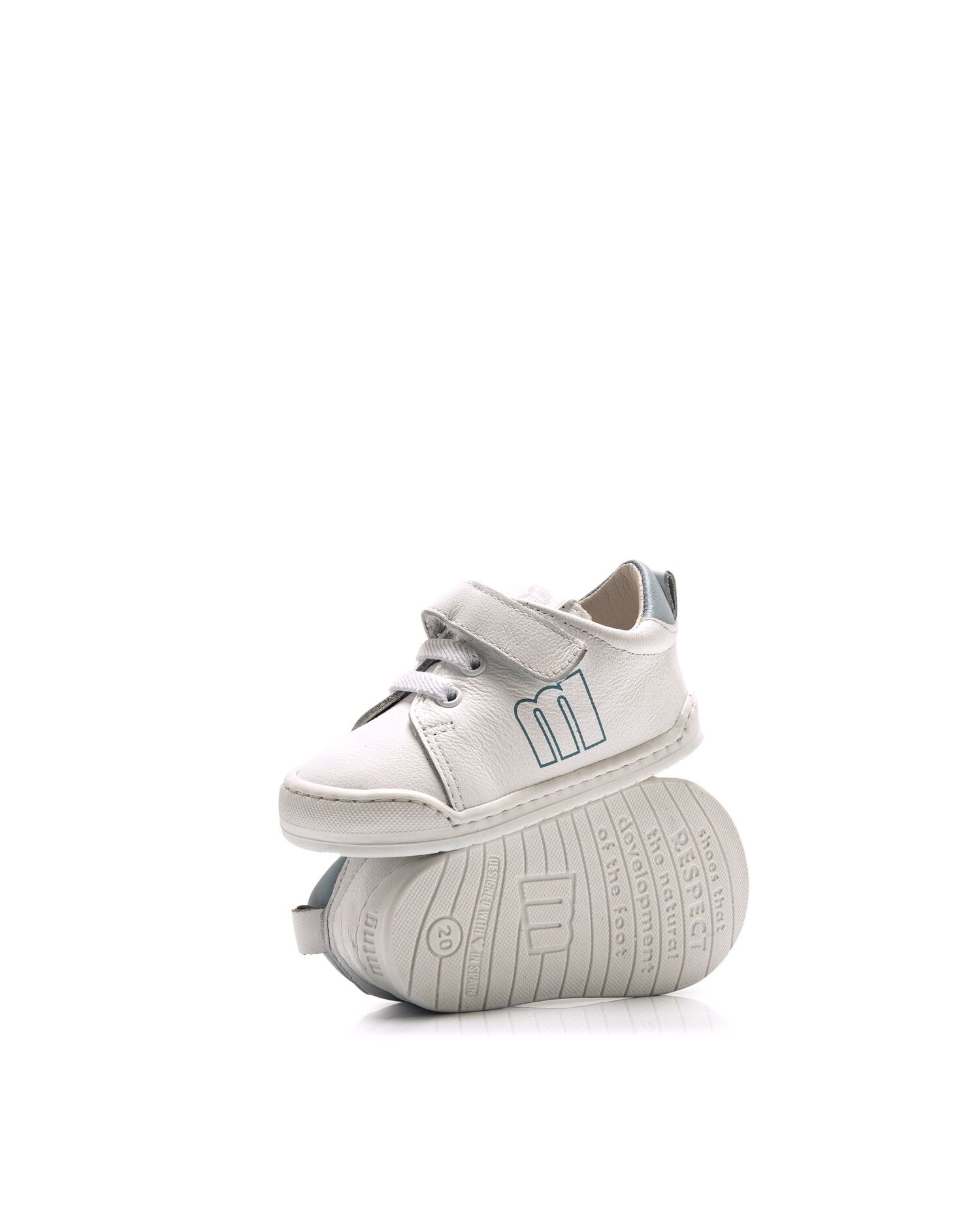 Sapatilhas de Pele para Bebé com Piso Respeitoso Branco / Verde-4