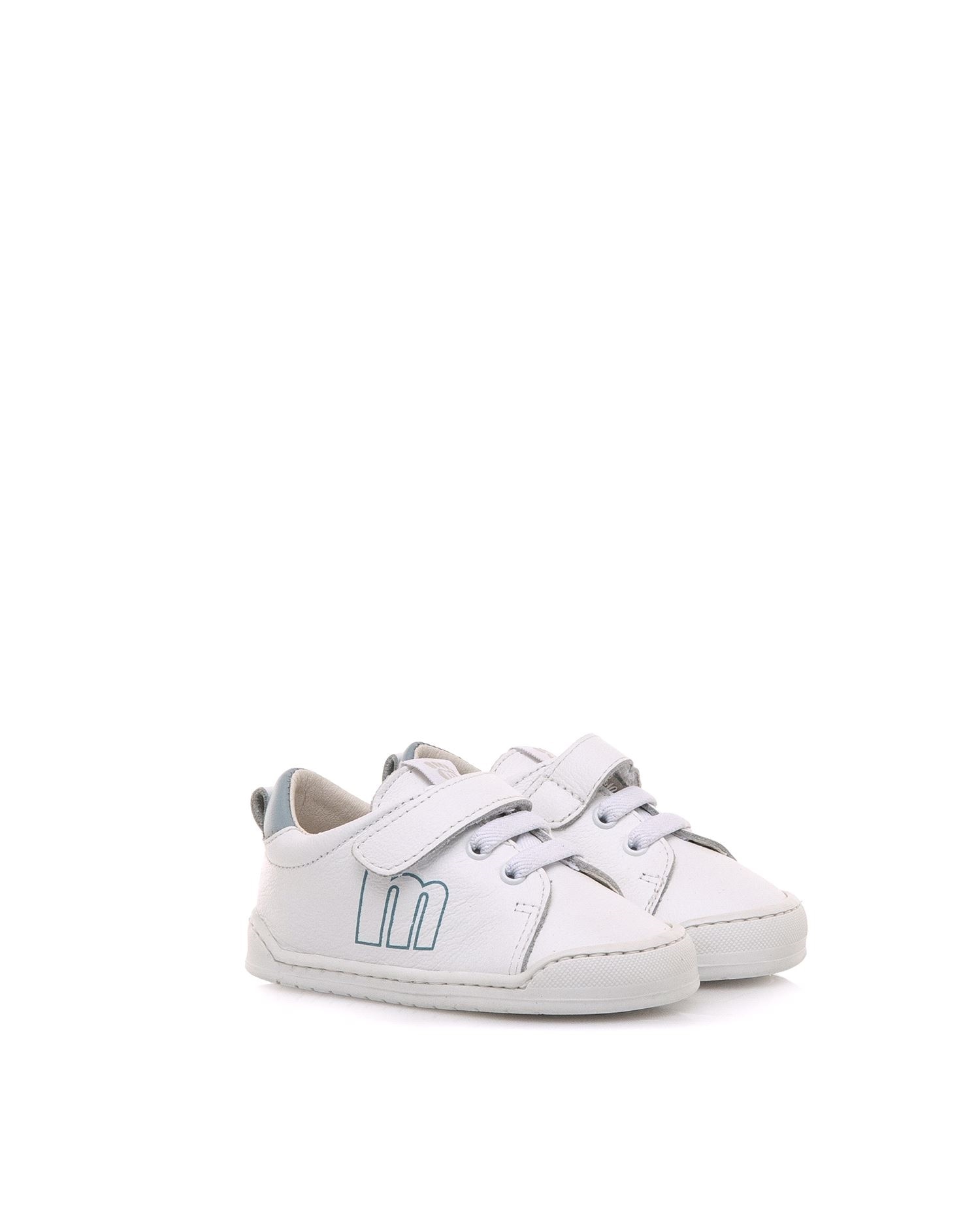 Sapatilhas de Pele para Bebé com Piso Respeitoso Branco / Verde-5