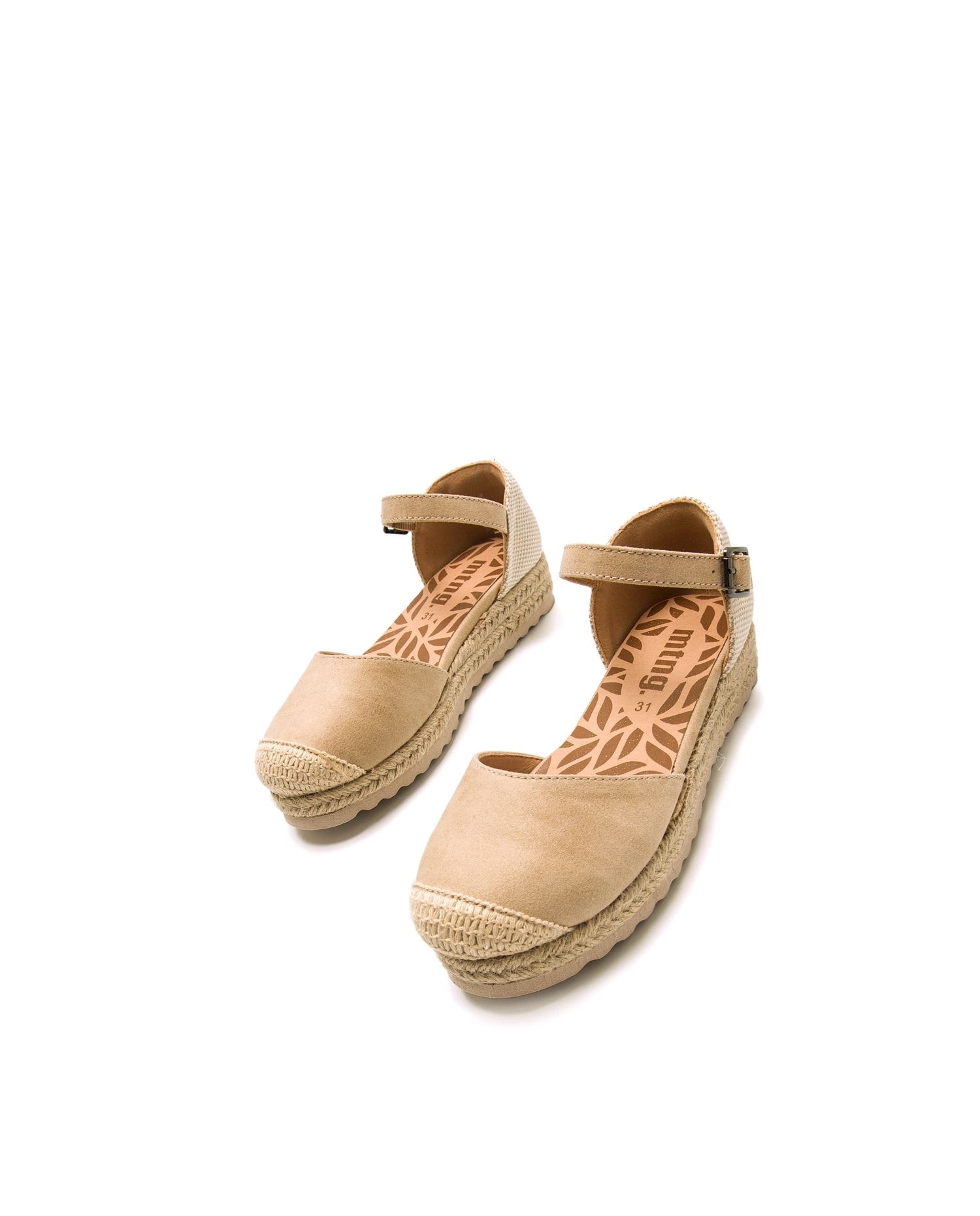 Sandálias com Cunha e Piso em Ráfia Infantil Bege-2