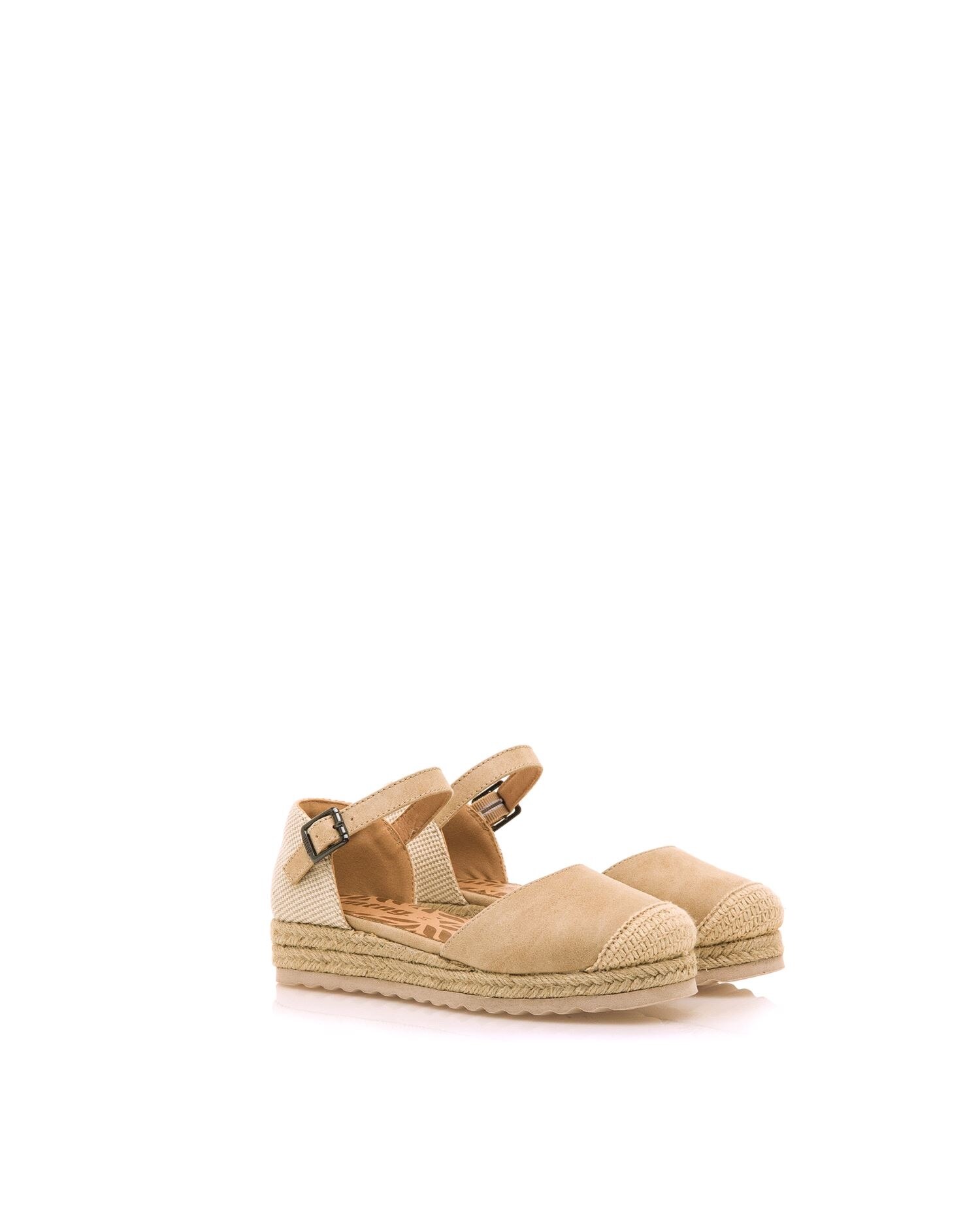 Sandálias com Cunha e Piso em Ráfia Infantil Bege-5