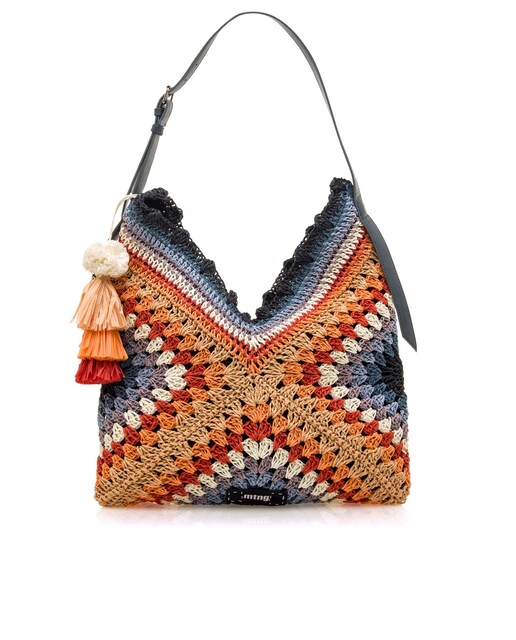 Imagem 0 de Bolso de Ombro em Ráfia com Detalhe de Pompóm