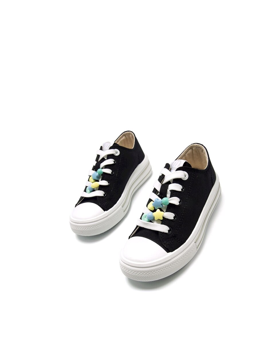 Sapatilhas Casual Bigger Z de Lona com Fecho de Atacadores Estampados. Design Versátil e Intemporal Preto-2