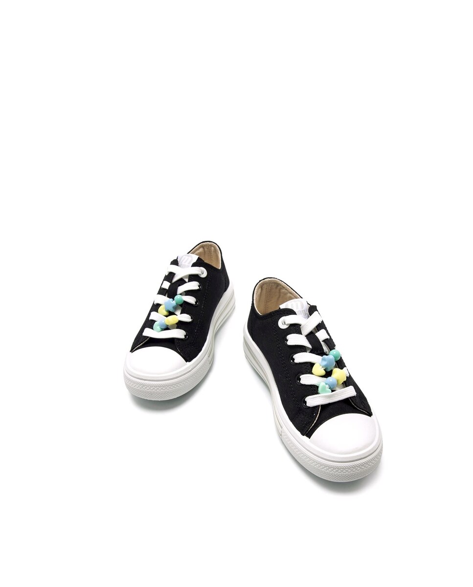 Sapatilhas Casual Bigger Z de Lona com Fecho de Atacadores Estampados. Design Versátil e Intemporal Preto-4