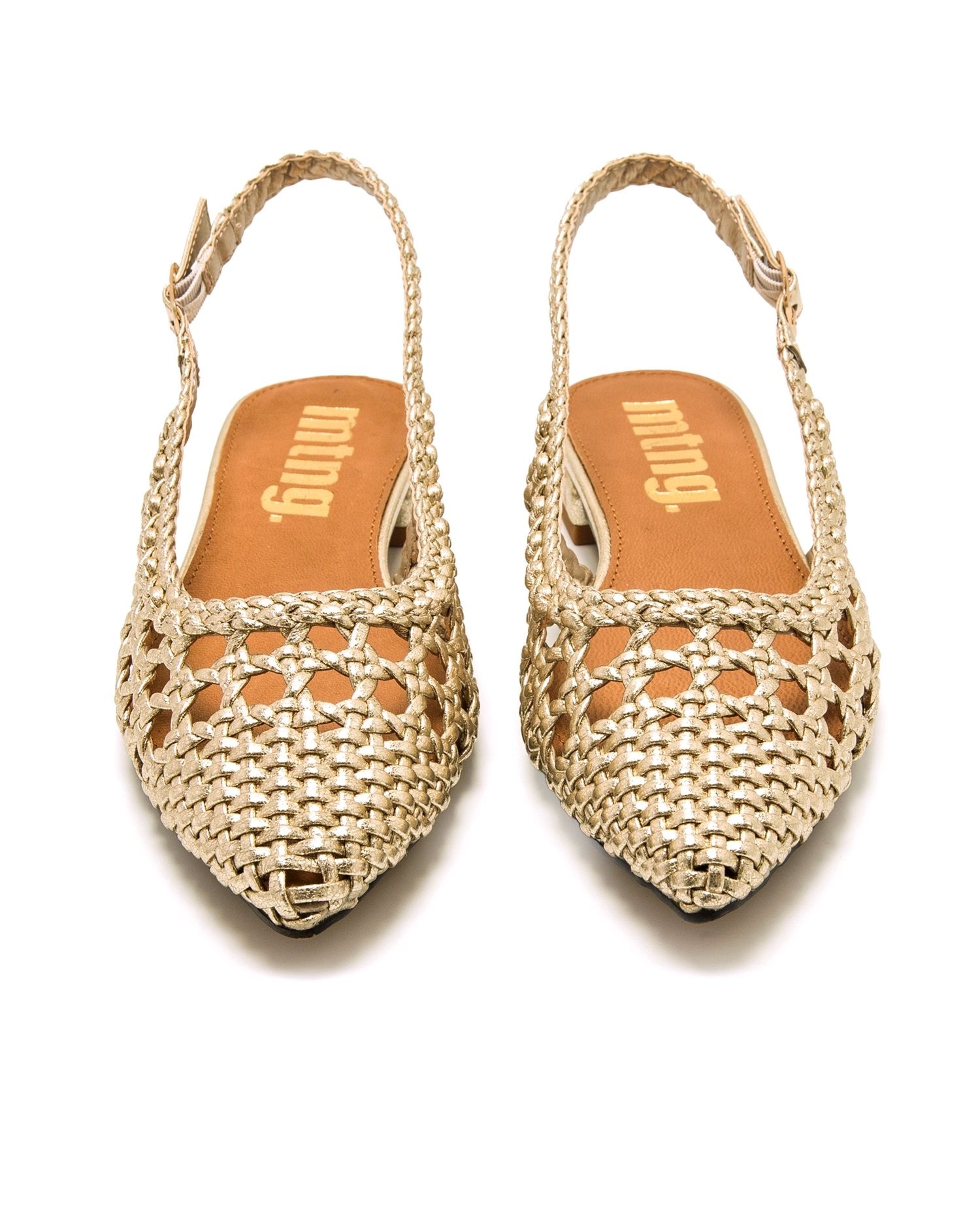 Sabrinas Rasas com o Calcanhar Aberto e Fivela na Lateral Ouro-6