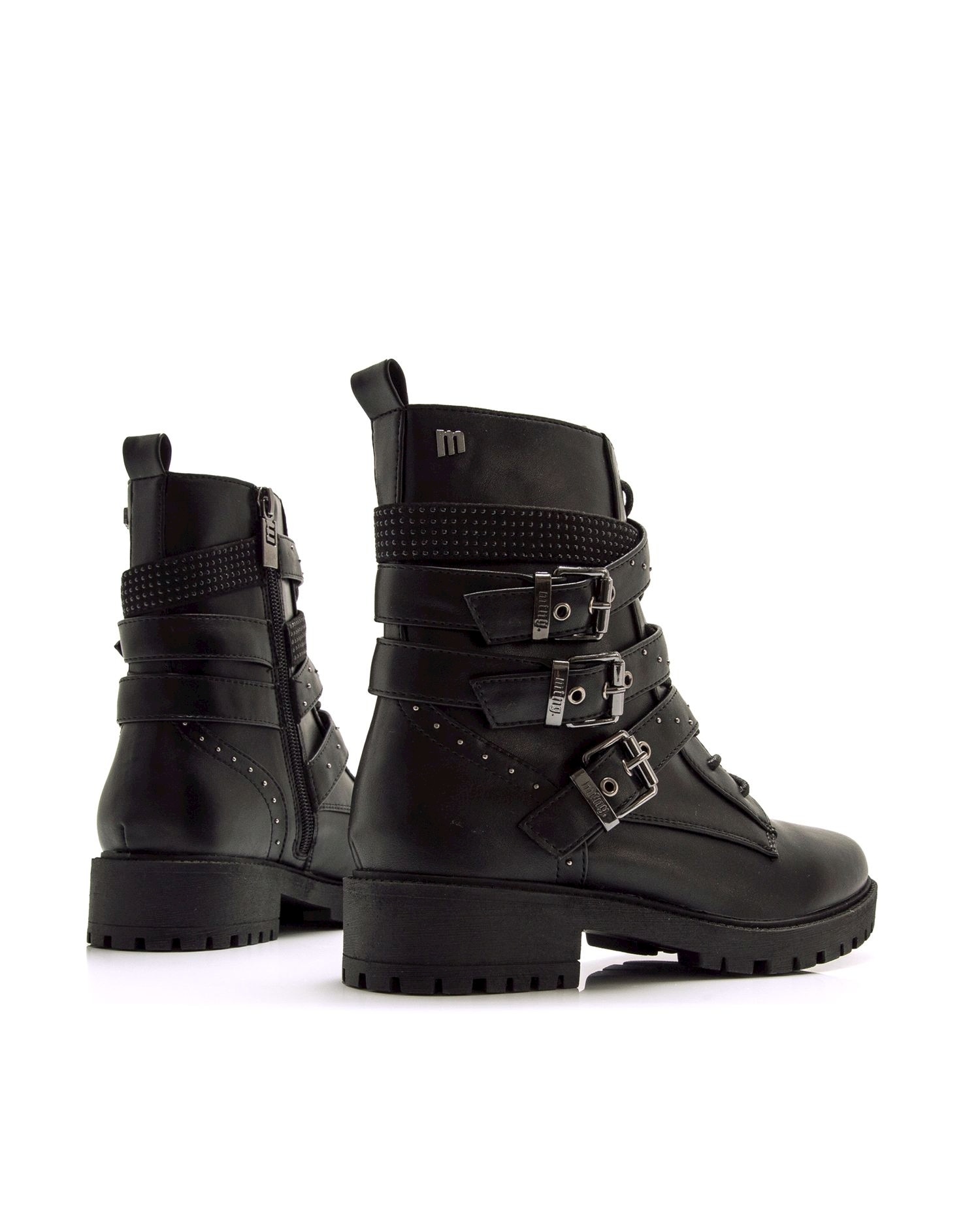 Botins Biker com Detalhes de Tiras e Tachas Preto-6