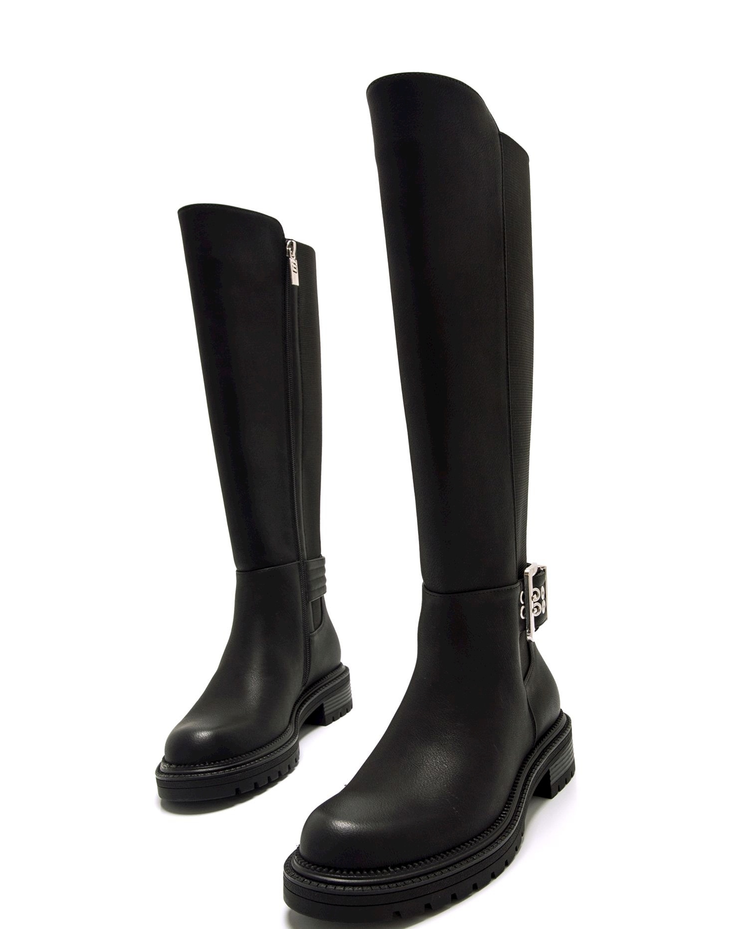 Botas Básicas Altas com Elástico no Cano Preto-6