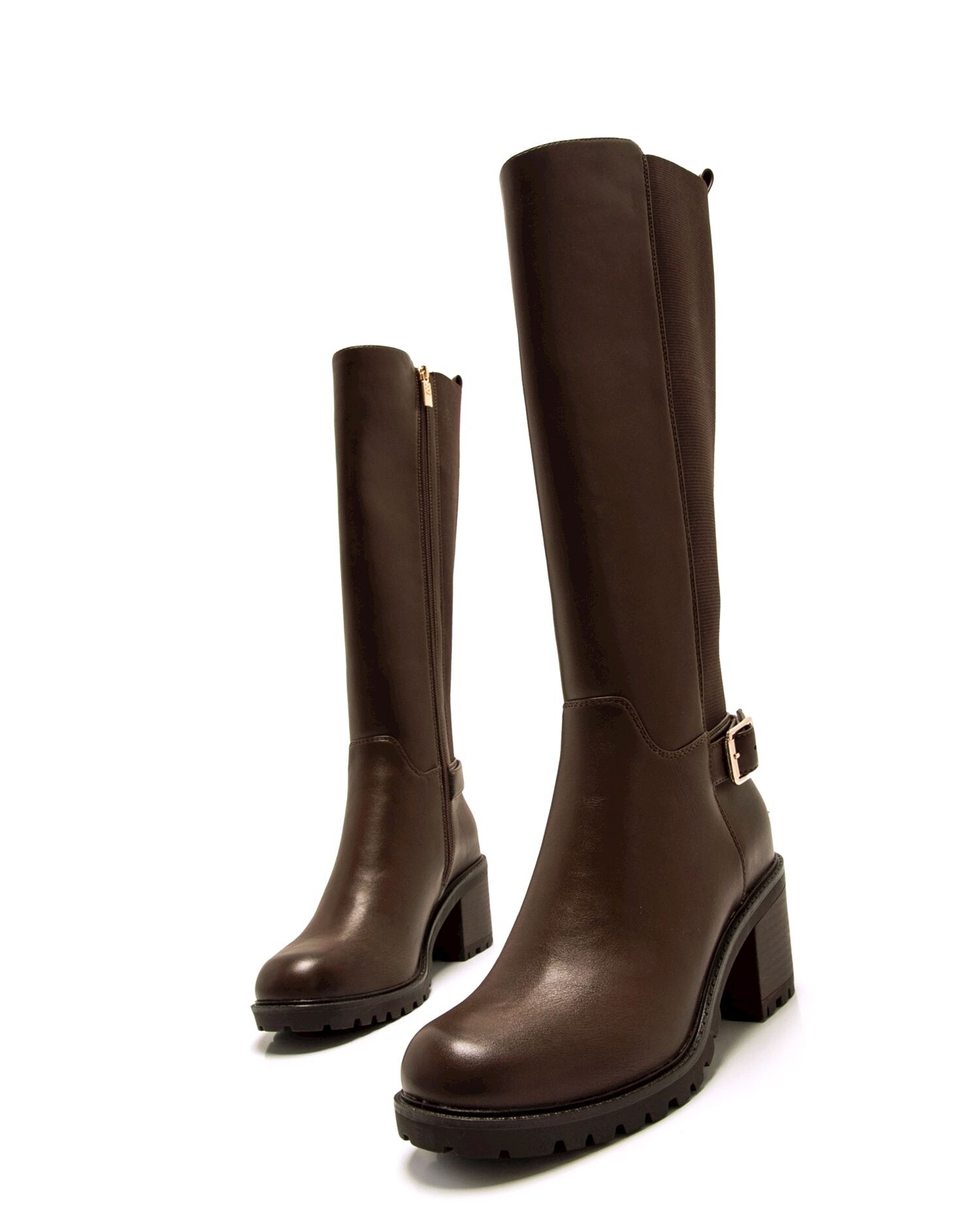 Botas Elásticas Altas Castanho-escuro-2