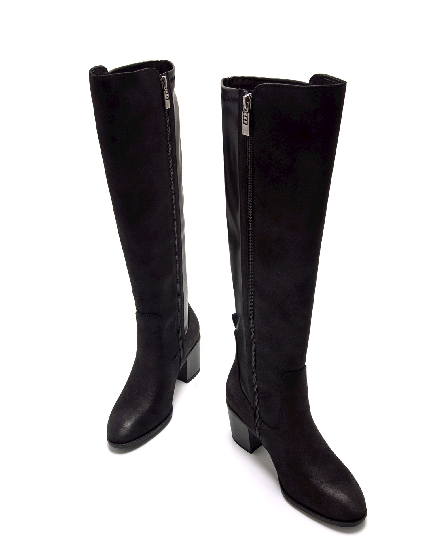 Botas Básicas Altas com Tacão Largo Preto-6