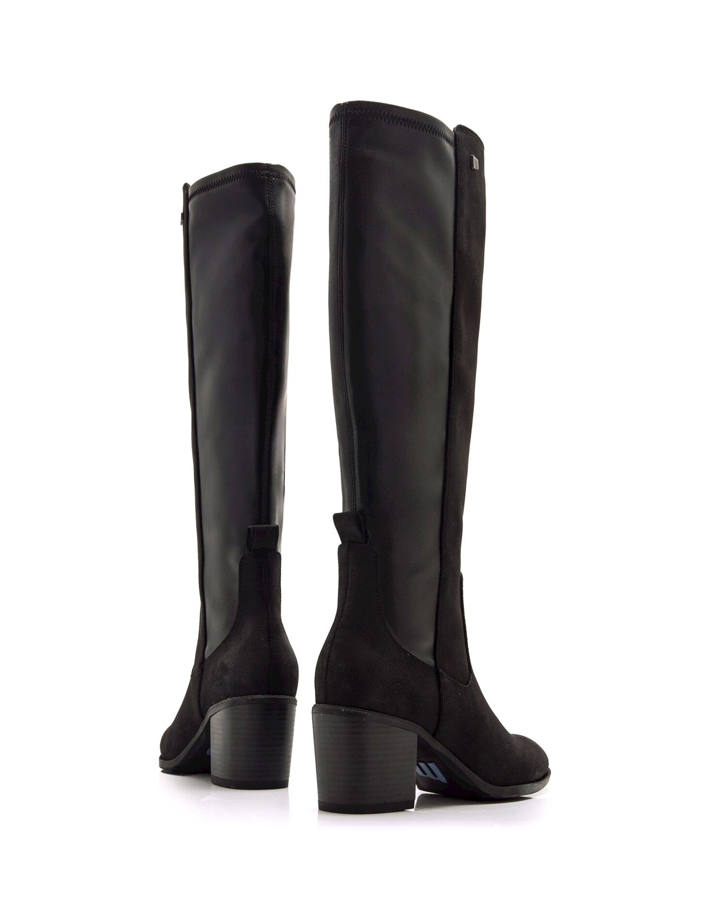 Botas Básicas Altas com Tacão Largo Preto-7