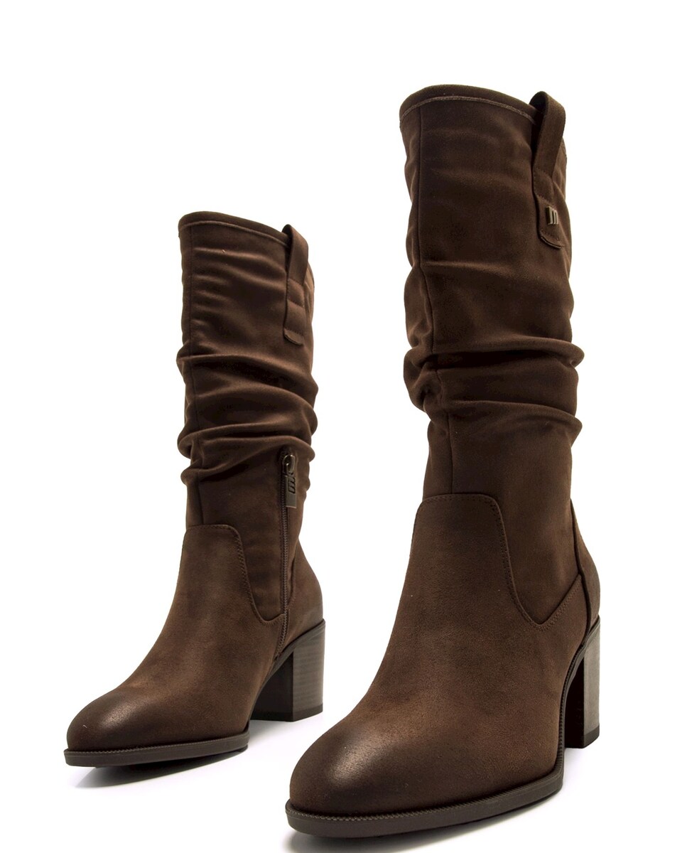 Botas Altas com Cano Franzido Castanho-escuro-2