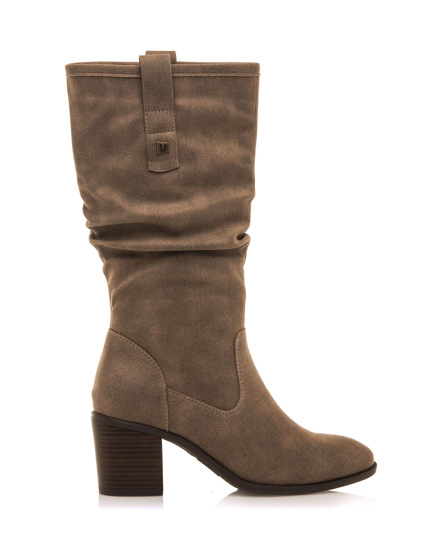 Botas Básicas Altas com Cano Franzido Castanho-pedra-1