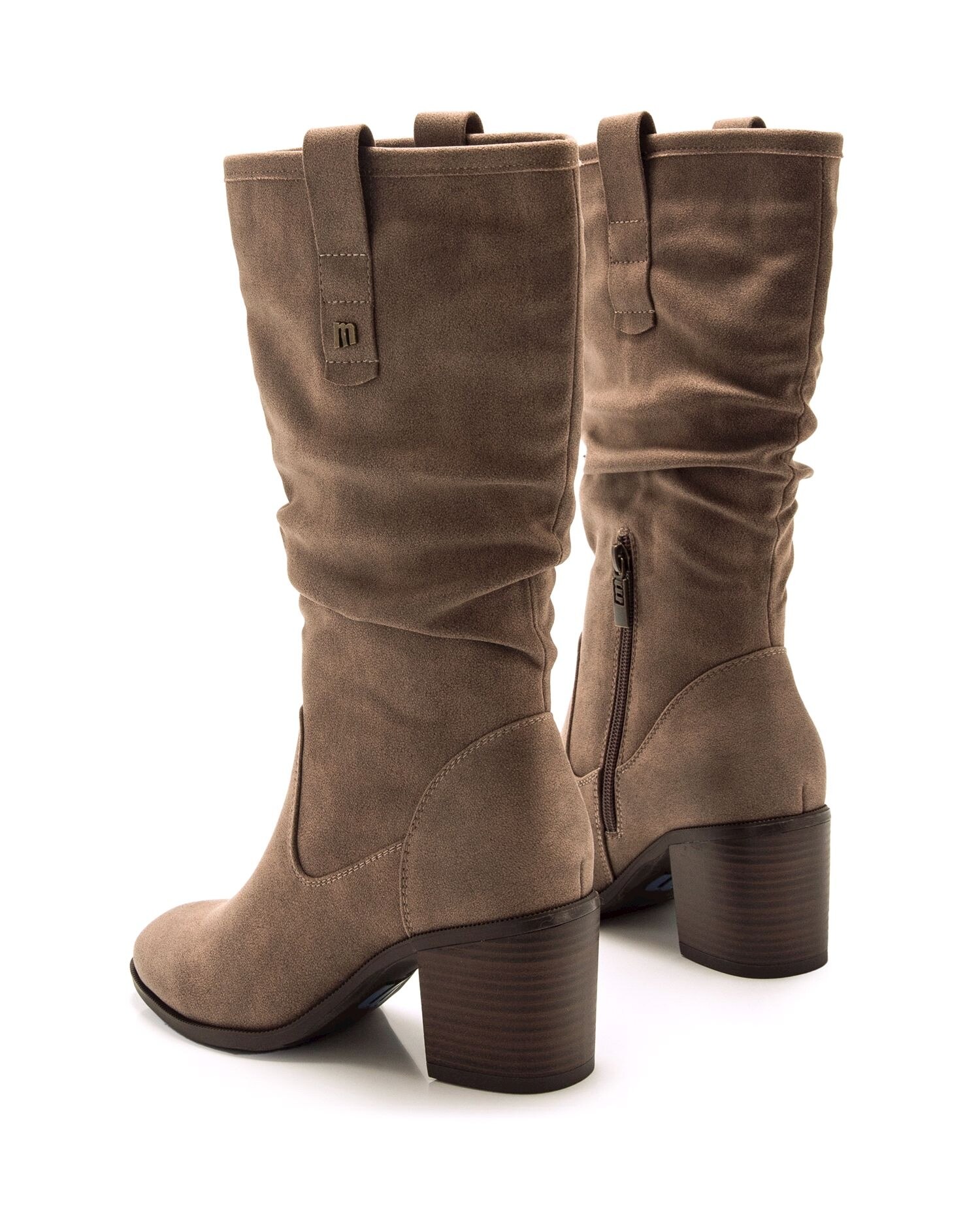 Botas Básicas Altas com Cano Franzido Castanho-pedra-3