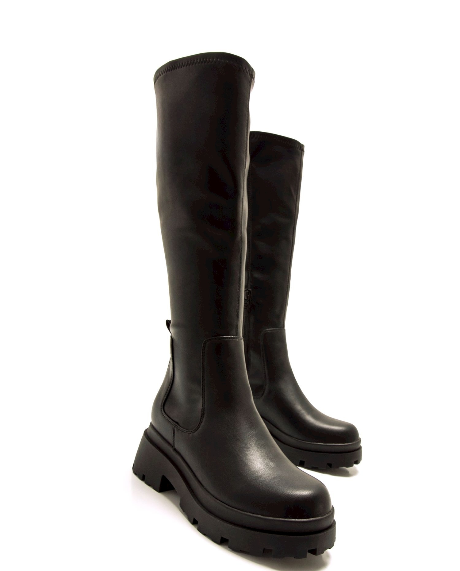 Botas Básicas Altas com Cano Stretch Preto-4