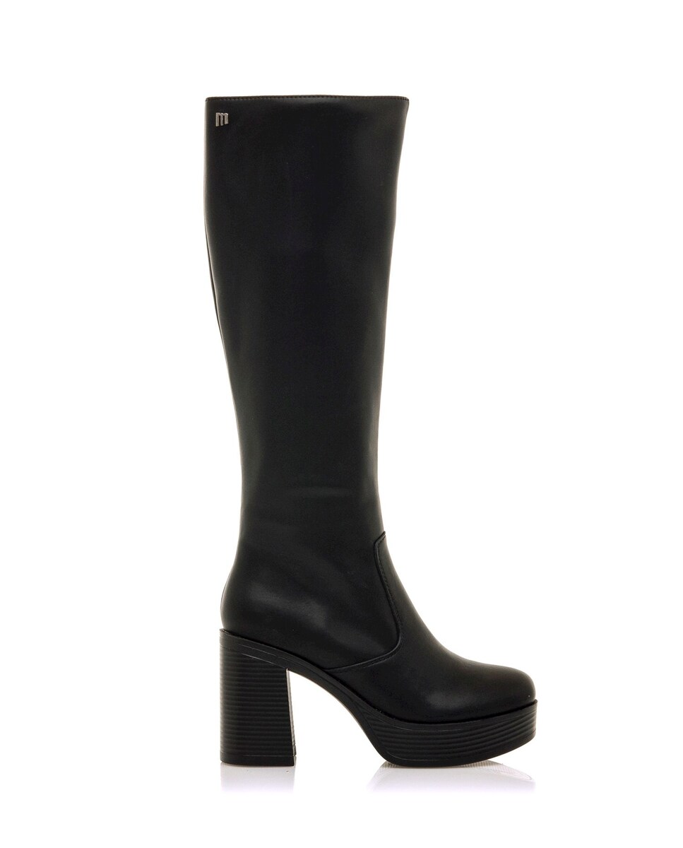 Botas Altas com Tacão Grosso e Plataforma Preto-1