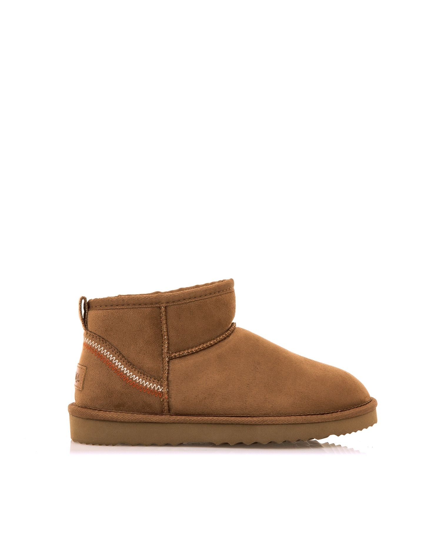 Botins Básicos de Cano Baixo com Pelo no Interior Canela-1