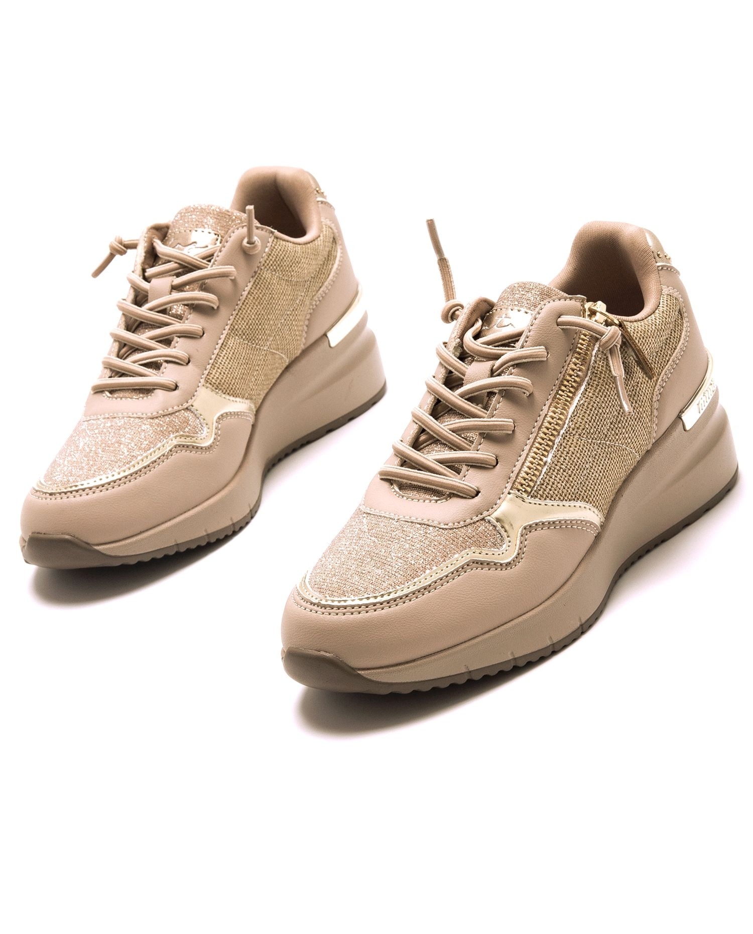 Sapatilhas Desportivas com Cunha e Detalhe Microperfurado Areia-2