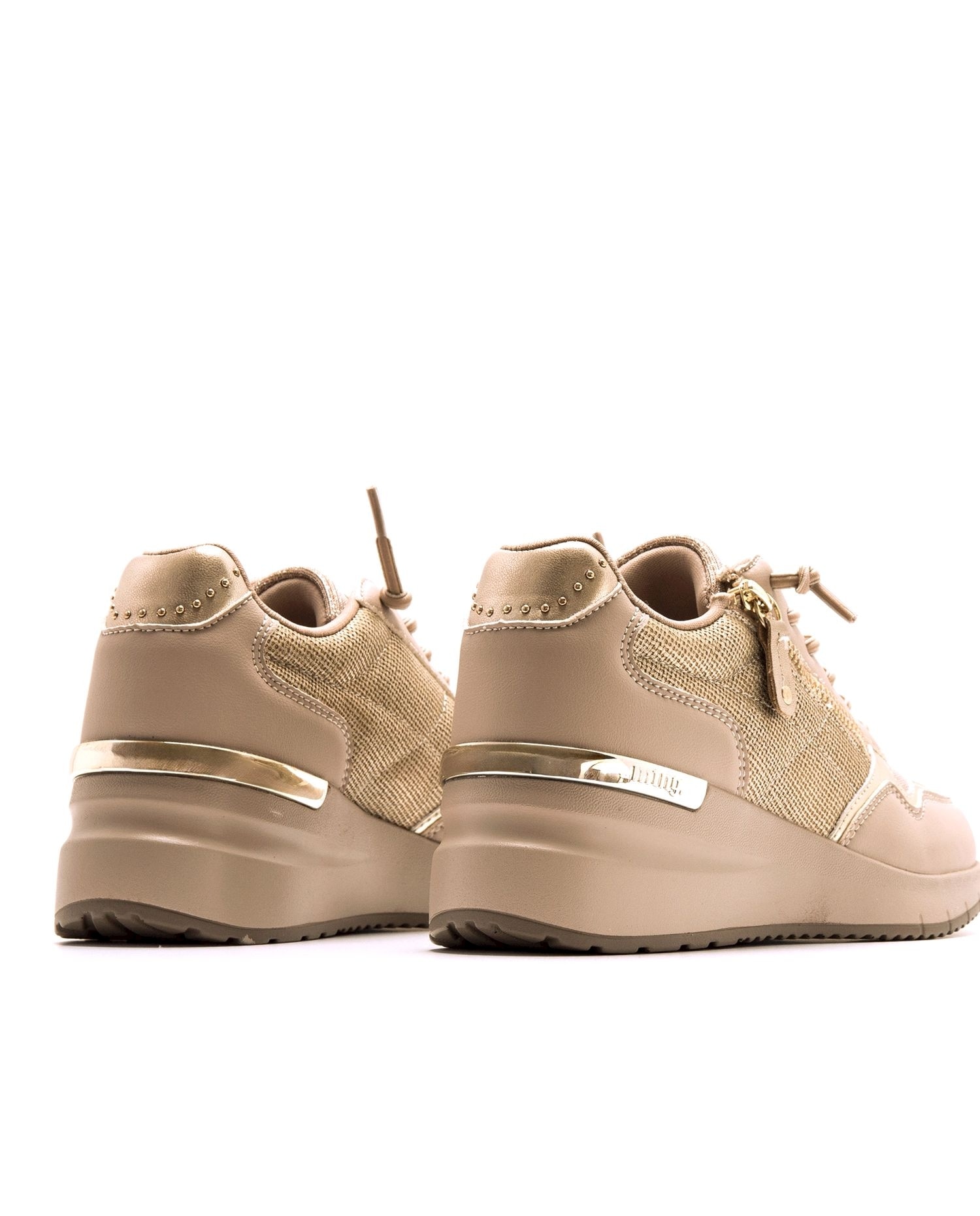 Sapatilhas Desportivas com Cunha e Detalhe Microperfurado Areia-3