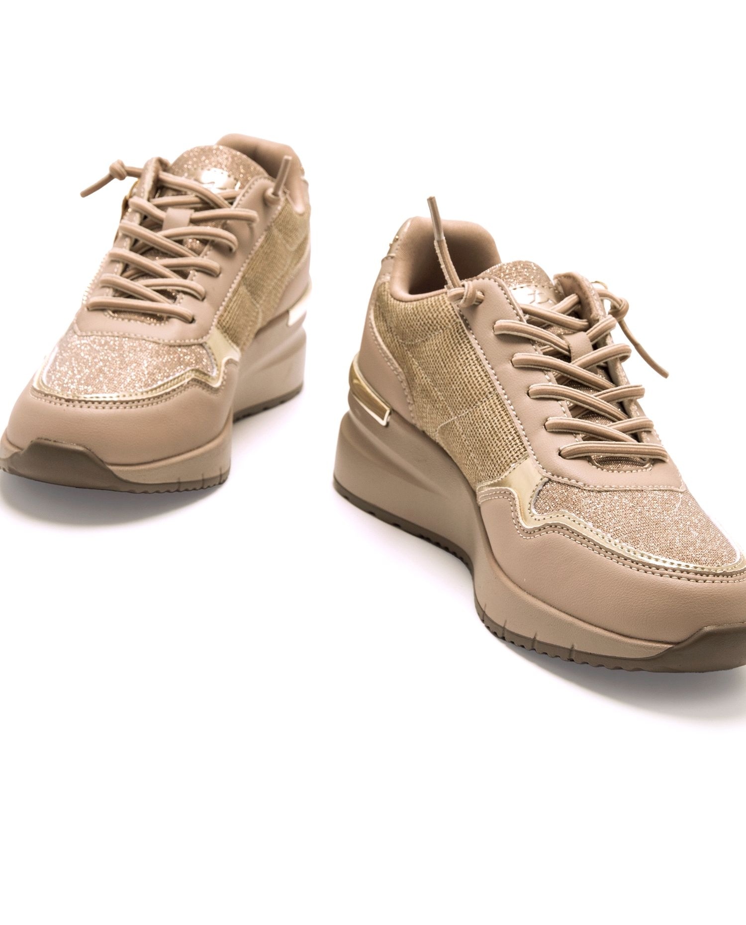 Sapatilhas Desportivas com Cunha e Detalhe Microperfurado Areia-4