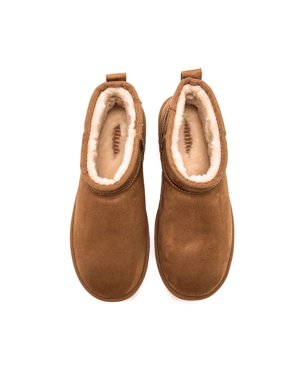 Botins Rasos com Pelo no Interior Canela-4