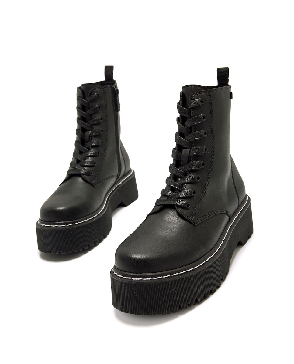 Botins Estilo Militar com Sola Dupla Preto-2