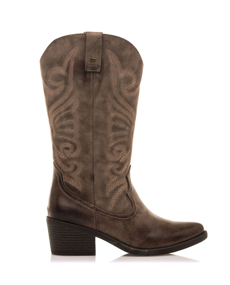 Botas Cowboy Altas e Detalhe de Bordado Castanho-1