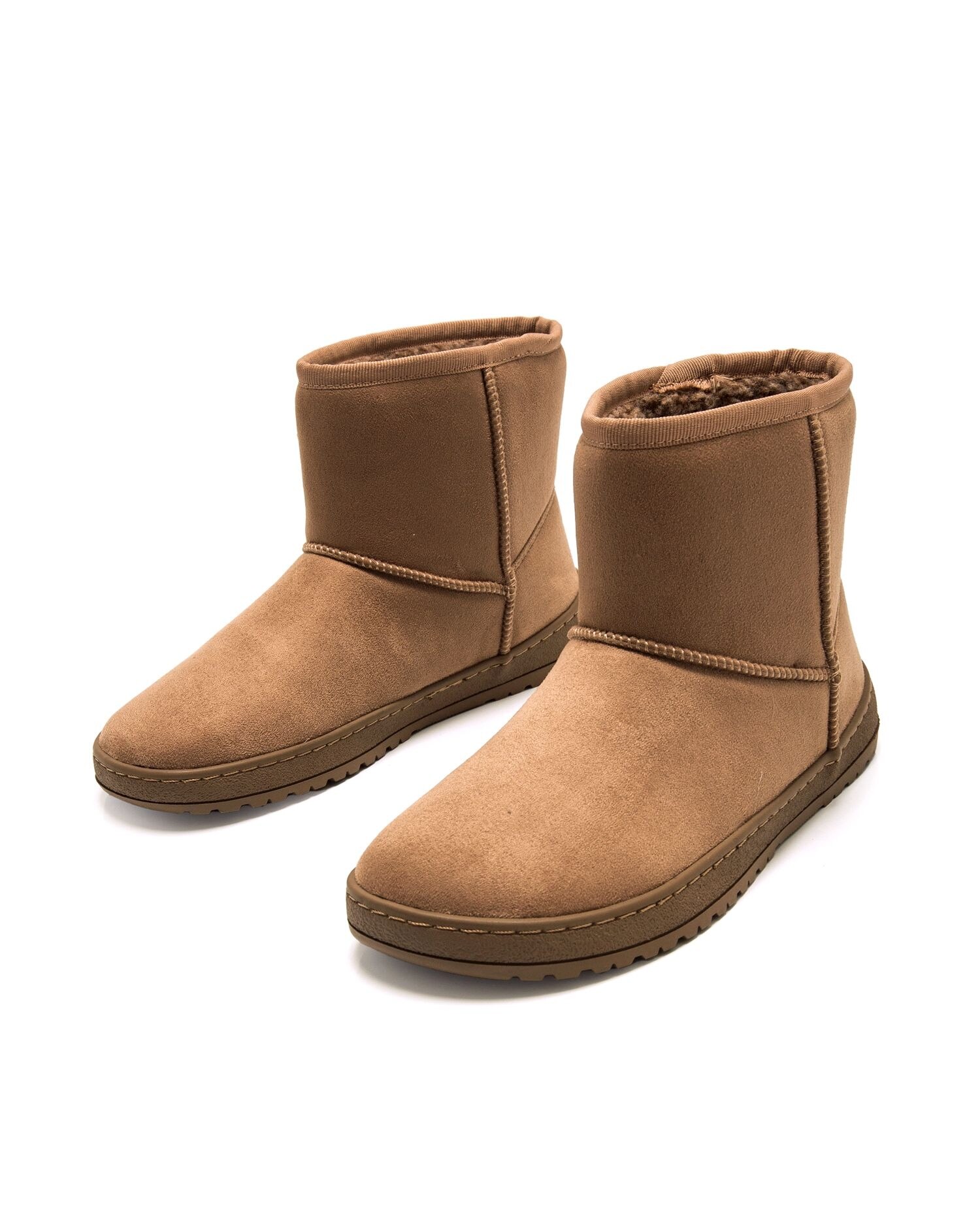 Botins Básicos com Pelo Interior e Sola Respeitosa Castanho-2