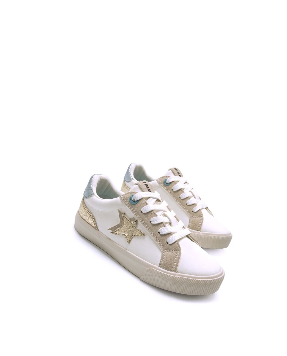 Sapatilhas com Detalhes de Estrela Branco-4