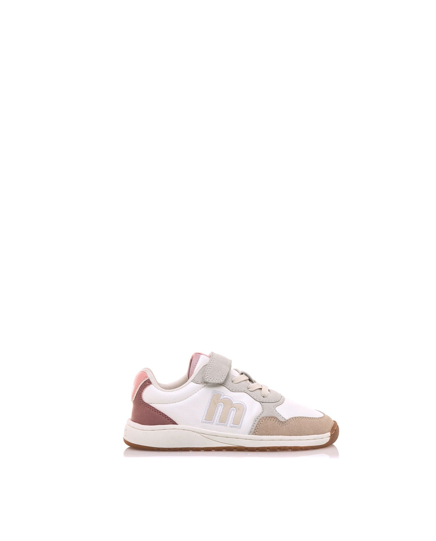 Sapatilhas Infantil Estilo Desportivo, Modelo Free com Piso Respeitoso Branco / Rosa-1