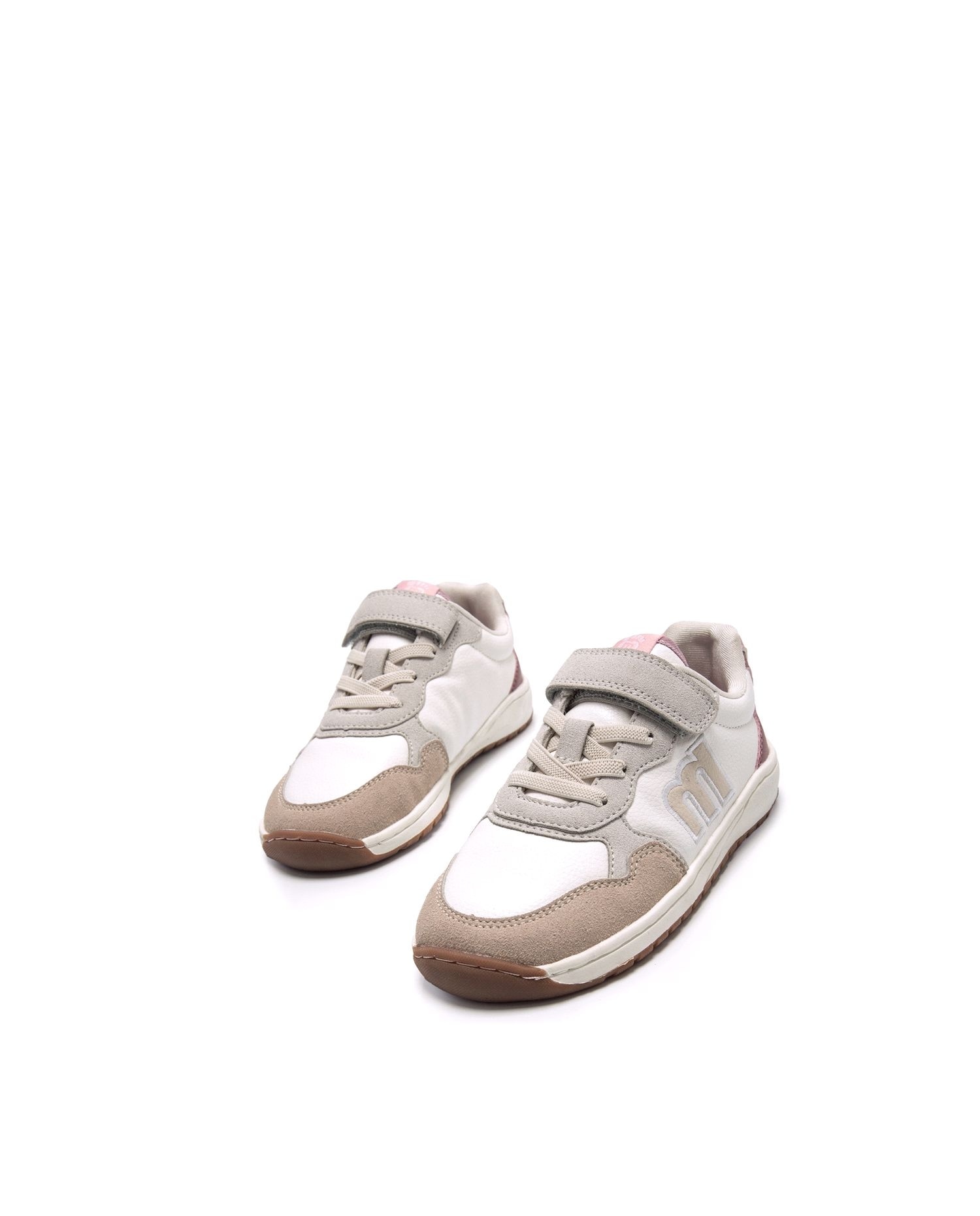 Sapatilhas Infantil Estilo Desportivo, Modelo Free com Piso Respeitoso Branco / Rosa-2