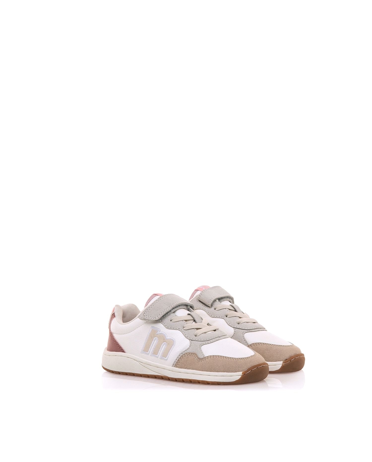 Sapatilhas Infantil Estilo Desportivo, Modelo Free com Piso Respeitoso Branco / Rosa-5