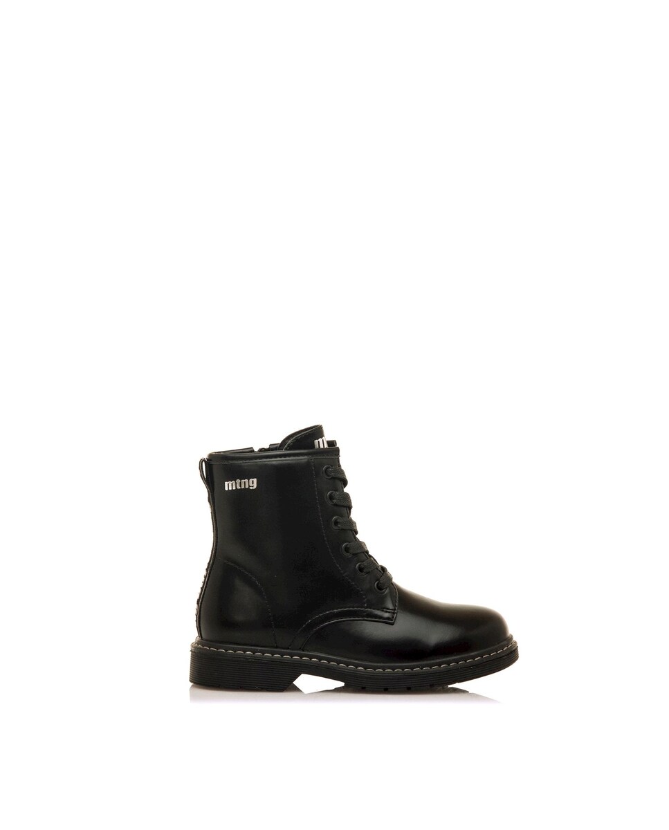 Botas Infantil Estilo Militar com Fecho Zip Preto-1