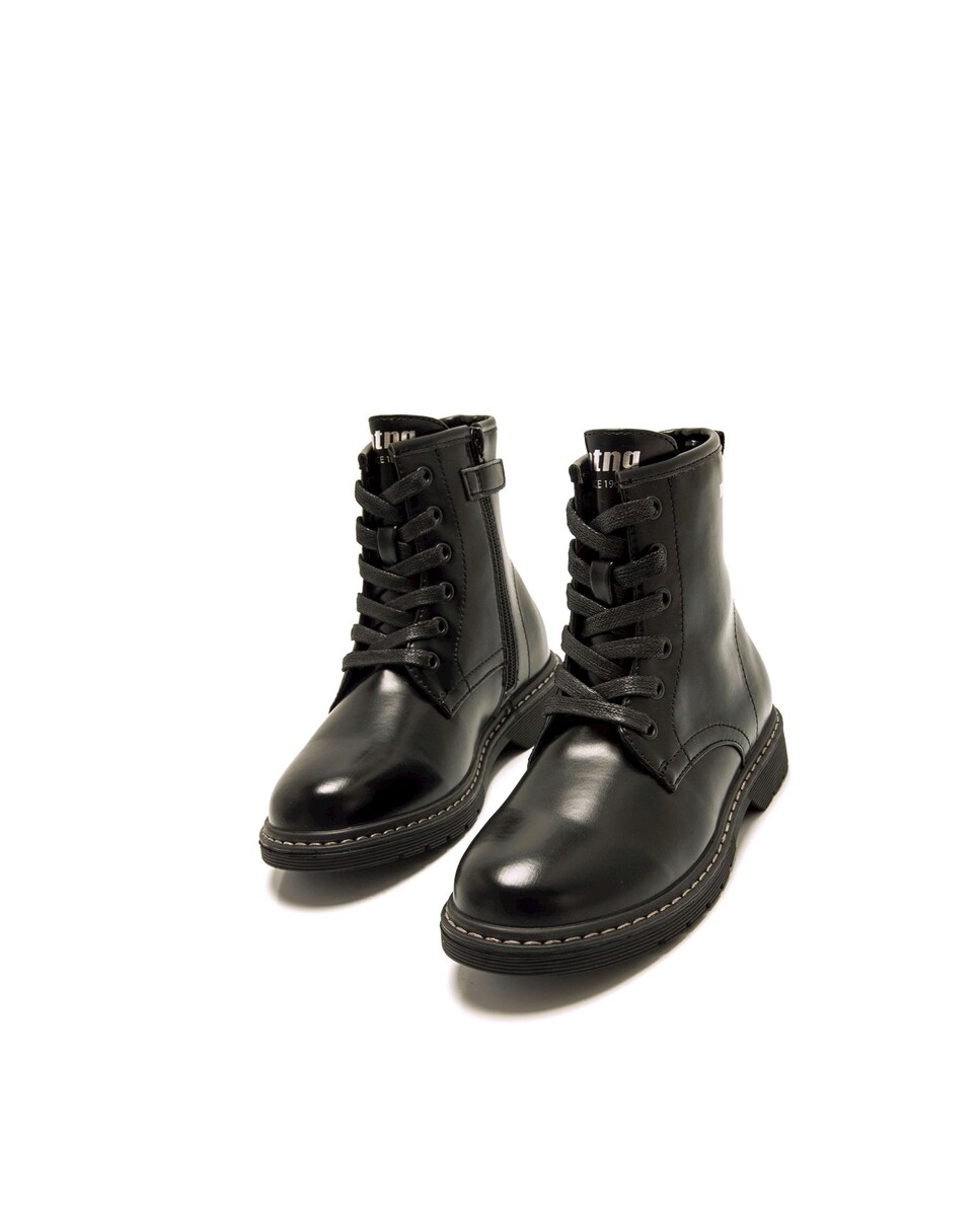 Botas Infantil Estilo Militar com Fecho Zip Preto-2