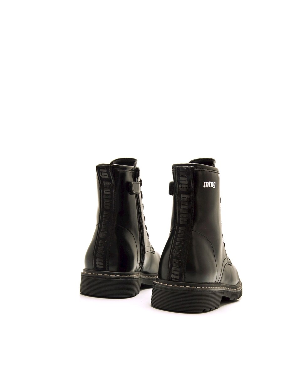 Botas Infantil Estilo Militar com Fecho Zip Preto-3