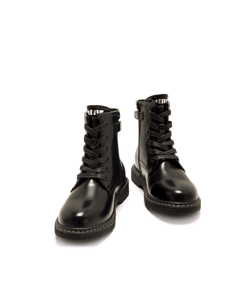Botas Infantil Estilo Militar com Fecho Zip Preto-4